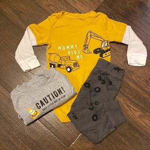 Carters baby boy 12m 3-piece construction bundle nwot fall mommy